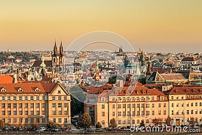 Aerial view of cityscape of Prague, Czech Republic Stock Photo