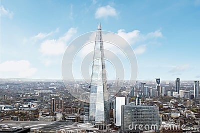 Aerial view cityscape of the shard building with blue sky London Editorial Stock Photo