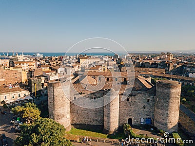 Aerial view of the Civic Museum in the middle of the City of Catania, Italy Editorial Stock Photo