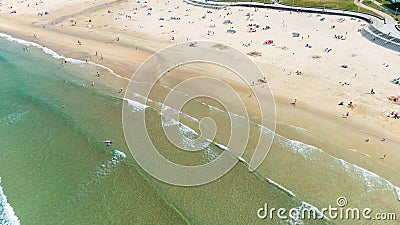 Aerial view of coast of Atlantic Ocean and beach in Portrush, Northern Ireland Stock Photo