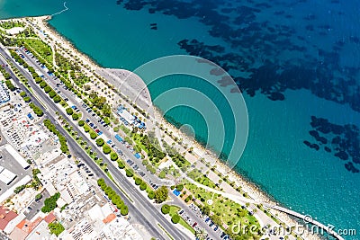 Aerial view of coastline and Molos promenade in Limassol. Cyprus Stock Photo