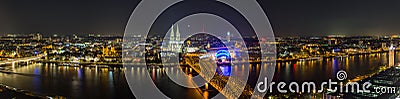 Cologne night skyline panorama Stock Photo
