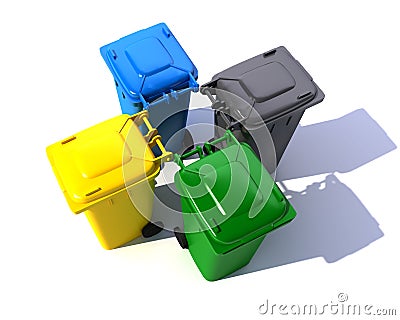 Aerial view of colorful garbage bins Stock Photo