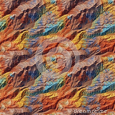 Aerial view on the colorful rainbow mountains. AI generative illustration Cartoon Illustration