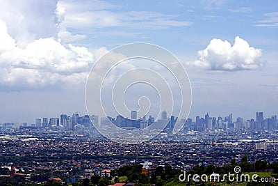 An aerial view of commercial and residential buildings and establishments in the towns of Cainta, Taytay, Pasig, Makati and Taguig Editorial Stock Photo