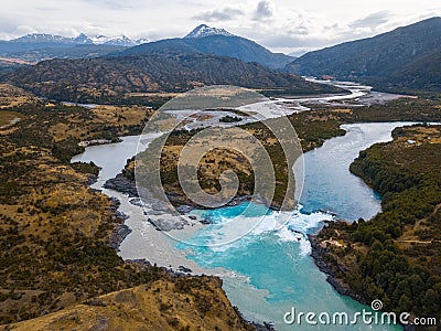 Aerial view of the confluence of two rivers Stock Photo