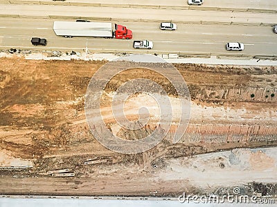 Construction of elevated highway in progress in Houston, Texas, Stock Photo