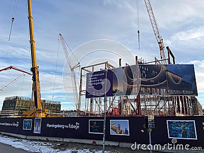 Aerial view of construction of Royal Swedish Opera and Royal Dramatic Theater in Flemingsberg Editorial Stock Photo