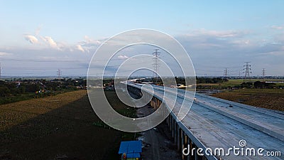 Aerial view. construction of urban transportation traffic with flyovers Stock Photo