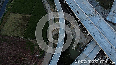 Aerial view. construction of urban transportation traffic with flyovers Stock Photo
