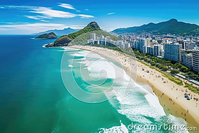 Aerial view of Copacabana beach in Rio de Janeiro, Brazil, Rio de Janeiro, Brazil, Aerial View of Ipanema Beach and Lagoa in the Stock Photo