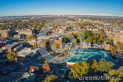 Aerial shot of Council Bluffs in Iowa in autumn Stock Photo