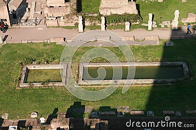 Aerial View of the Courtyard of the House of the Vestals, Rome, Italy Stock Photo