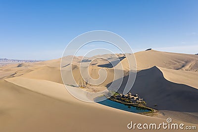 Aerial view of crescent moon spring in afternoon Stock Photo