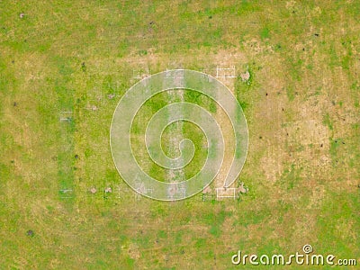 Aerial view of cricket green during drought. Stock Photo