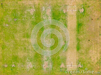 Aerial view of cricket green during drought. Stock Photo