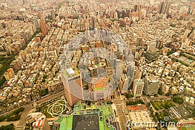 Aerial view crowded city residence urban areal Stock Photo