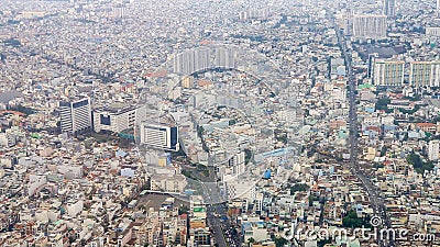 Aerial View Of Crowded Houses And Buildings In Ho Chi Minh City, Vietnam. Editorial Stock Photo