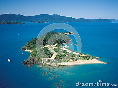 Aerial view of Daydream island . Stock Photo