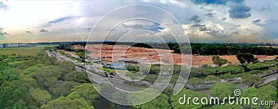 Aerial view of deforestation in Tengah, western Singapore Stock Photo