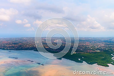 Aerial view of Denpasar on Bali Stock Photo