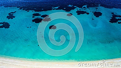 Aerial view of the Destenika beach in Greece, Halkidiki Stock Photo