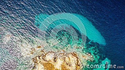 Aerial view of the Destenika beach in Greece, Halkidiki Stock Photo