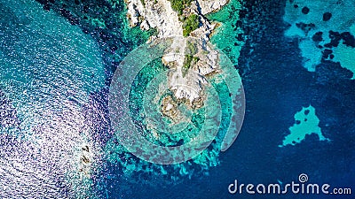 Aerial view of the Destenika beach in Greece, Halkidiki Stock Photo