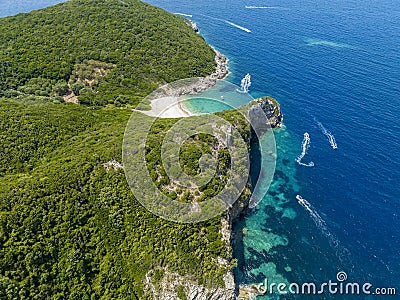 Aerial view of Dimitri Eliodoro beach, on the island of Corfu. Greece Stock Photo