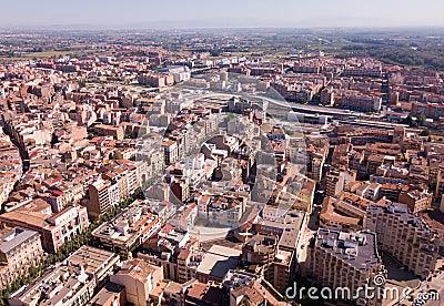 Aerial view of district of Lleida with modern apartment buildings, Catalonia Stock Photo