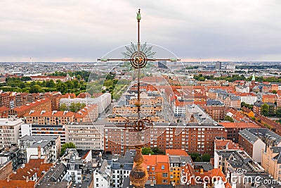 Aerial view of the Dome of Frederik\'s Church in Copenhagen during sunset, Denmark Stock Photo