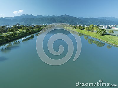 Aerial view of dongshan river in yilan county, taiwan Stock Photo