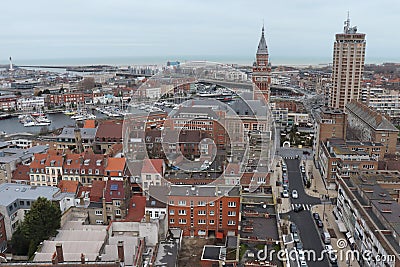 Aerial view of downtown Dunkirk, France Editorial Stock Photo