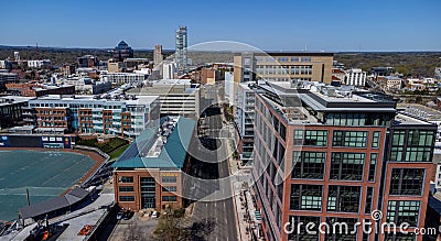 Aerial view of downtown Durham, North Carolina. Editorial Stock Photo