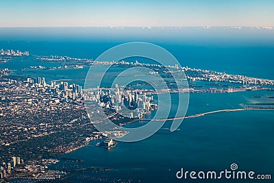 Aerial view of Downtown Miami seen from the sky Stock Photo