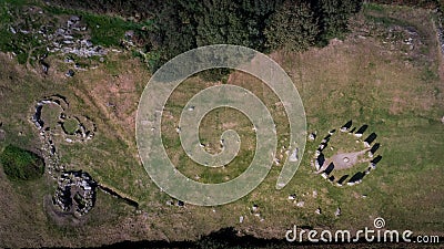 Aerial view Drombeg stone circle. county Cork. Ireland Stock Photo