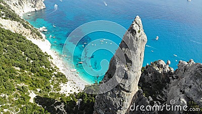 Aerial view by drone, Cala Goloritze, Sardinia, Italy Stock Photo