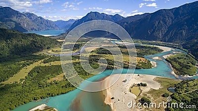 Aerial view with drone of Rio Puelo Stock Photo