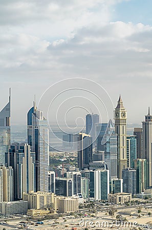 Aerial view of Dubai cityscape, UAE Editorial Stock Photo