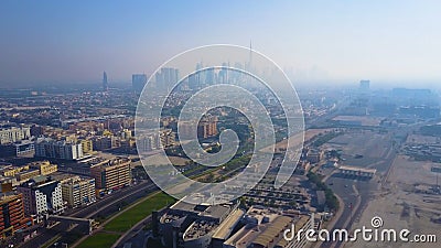 Aerial view from Dubai. Futuristic aerial view of residential skyscrapers in the Dubai Marina walk. Dubai aerial skyline Stock Photo