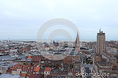 Aerial view of Dunkirk, France and the harbor Editorial Stock Photo