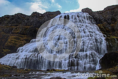 Aerial view of Dynjandi waterfall in Iceland Stock Photo