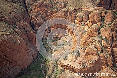 Aerial view of Echidna Chasm at the Bungle Bungles in the World Heritage Listed Purnululu National Park, Western Australia Stock Photo