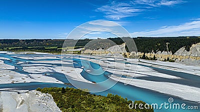 The aerial view with a ecosystem of the River lagoon Valley Stock Photo