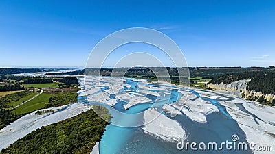 The aerial view with a ecosystem of the River lagoon Valley Stock Photo