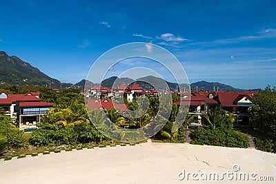 Aerial view of Eden Island Mahe Seychelles. Horizontal shot Stock Photo