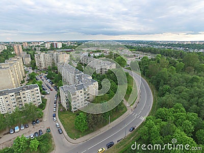 Eiguliai district in Kaunas, Lithuania aerial view Stock Photo