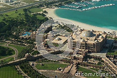 Abu Dhabi/UAE- Nov 14 2017: Aerial view of Emirates Palace Abu Dhabi Editorial Stock Photo