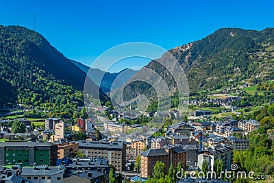 Aerial view of Encamp, Andorra Stock Photo