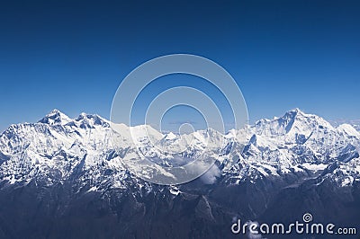 Aerial view of Everest and Makalu Stock Photo